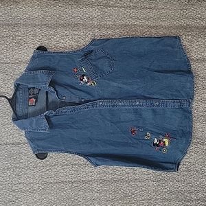 Vintage Disney Denim Mickey Unlimited embroidered sleeveless vest shirt